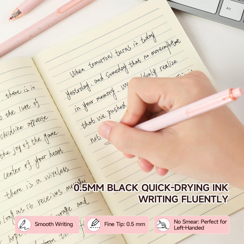 RIANCY Premium Pink Gel Pens - Smooth Writing, Quick Dry, Set of 12 - Ideal for Journaling, Note-Taking, Art Supplies - Image 2